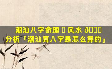 潮汕八字命理 ☘ 风水 🐋 分析「潮汕算八字是怎么算的」